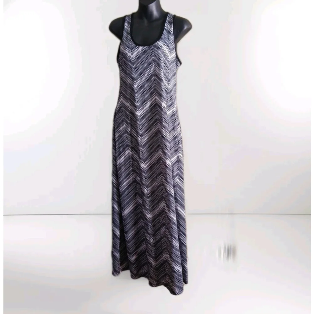 Vintage Faded Glory 90s Maxi Dress Medium Black and White